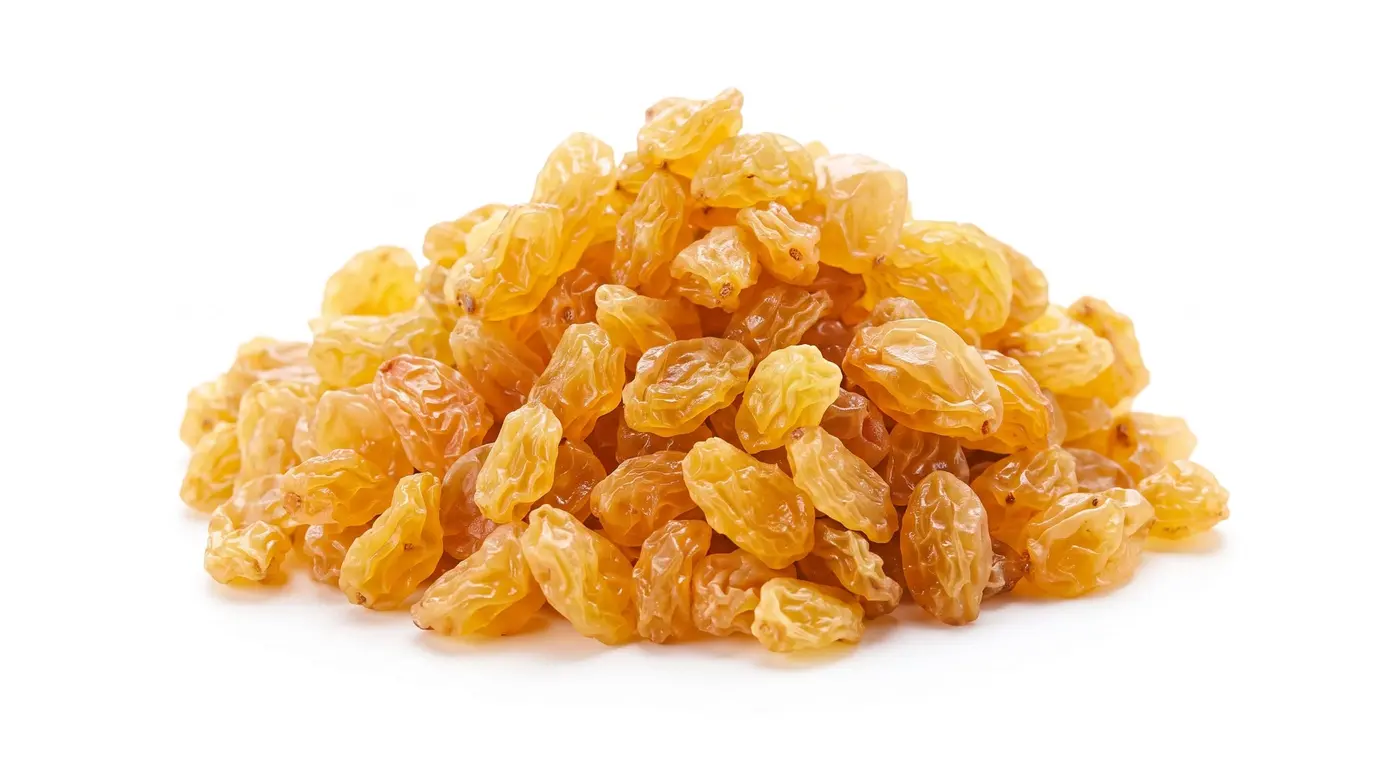 Golden raisins, export grade, pictured as a graded inspection specimen